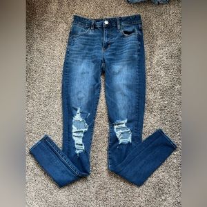 American Eagle Hi-Rise Dark Wash Jeggings, size 4 X-long